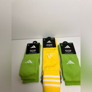 adidas Men's Soccer Socks - Lime Green and Bright Yellow Large